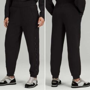 Lululemon Braided Detail High-Rise Black Jogger Size 4 Lace Up Scuba Cotton